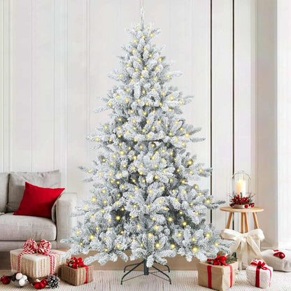 vidaXL Künstlicher klappbarer Weihnachtsbaum Weiß 210 cm PVC und Stahl