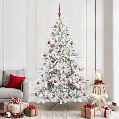 vidaXL Künstlicher klappbarer Weihnachtsbaum Weiß 210 cm PVC und Stahl
