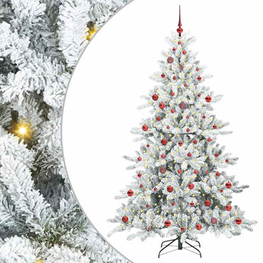 vidaXL Künstlicher klappbarer Weihnachtsbaum Weiß 210 cm PVC und Stahl