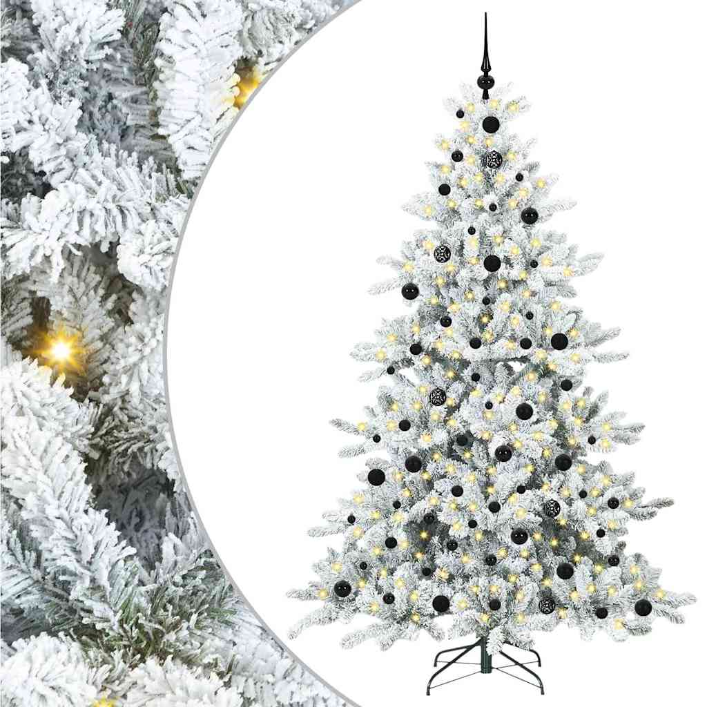 vidaXL Künstlicher klappbarer Weihnachtsbaum Weiß 210 cm PVC und Stahl