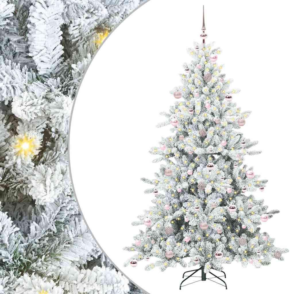 vidaXL Künstlicher klappbarer Weihnachtsbaum Weiß 210 cm PVC und Stahl