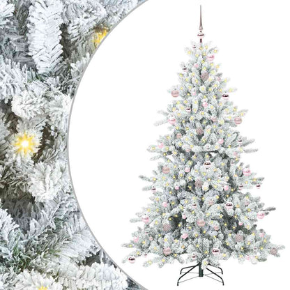 vidaXL Künstlicher klappbarer Weihnachtsbaum Weiß 210 cm PVC und Stahl