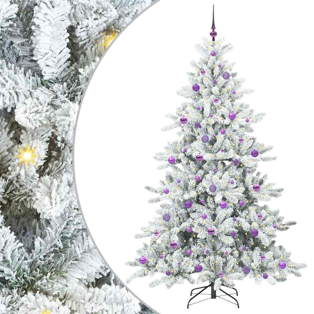 vidaXL Künstlicher klappbarer Weihnachtsbaum Weiß 210 cm PVC und Stahl