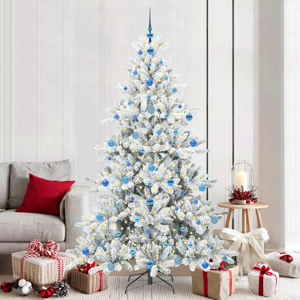 vidaXL Künstlicher klappbarer Weihnachtsbaum Weiß 210 cm PVC und Stahl