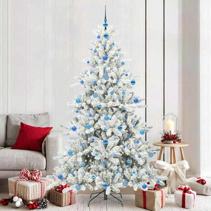 vidaXL Künstlicher klappbarer Weihnachtsbaum Weiß 210 cm PVC und Stahl