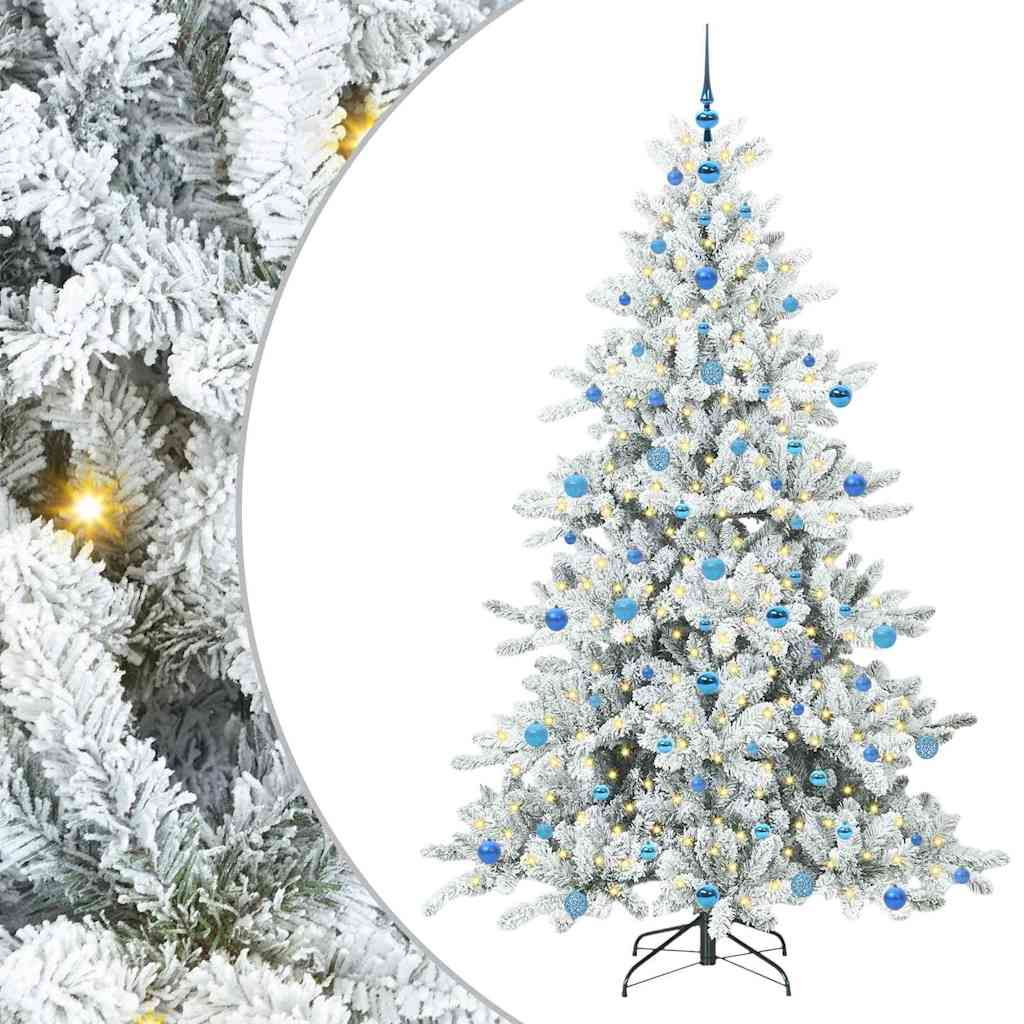 vidaXL Künstlicher klappbarer Weihnachtsbaum Weiß 210 cm PVC und Stahl
