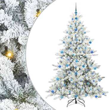 vidaXL Künstlicher klappbarer Weihnachtsbaum Weiß 210 cm PVC und Stahl