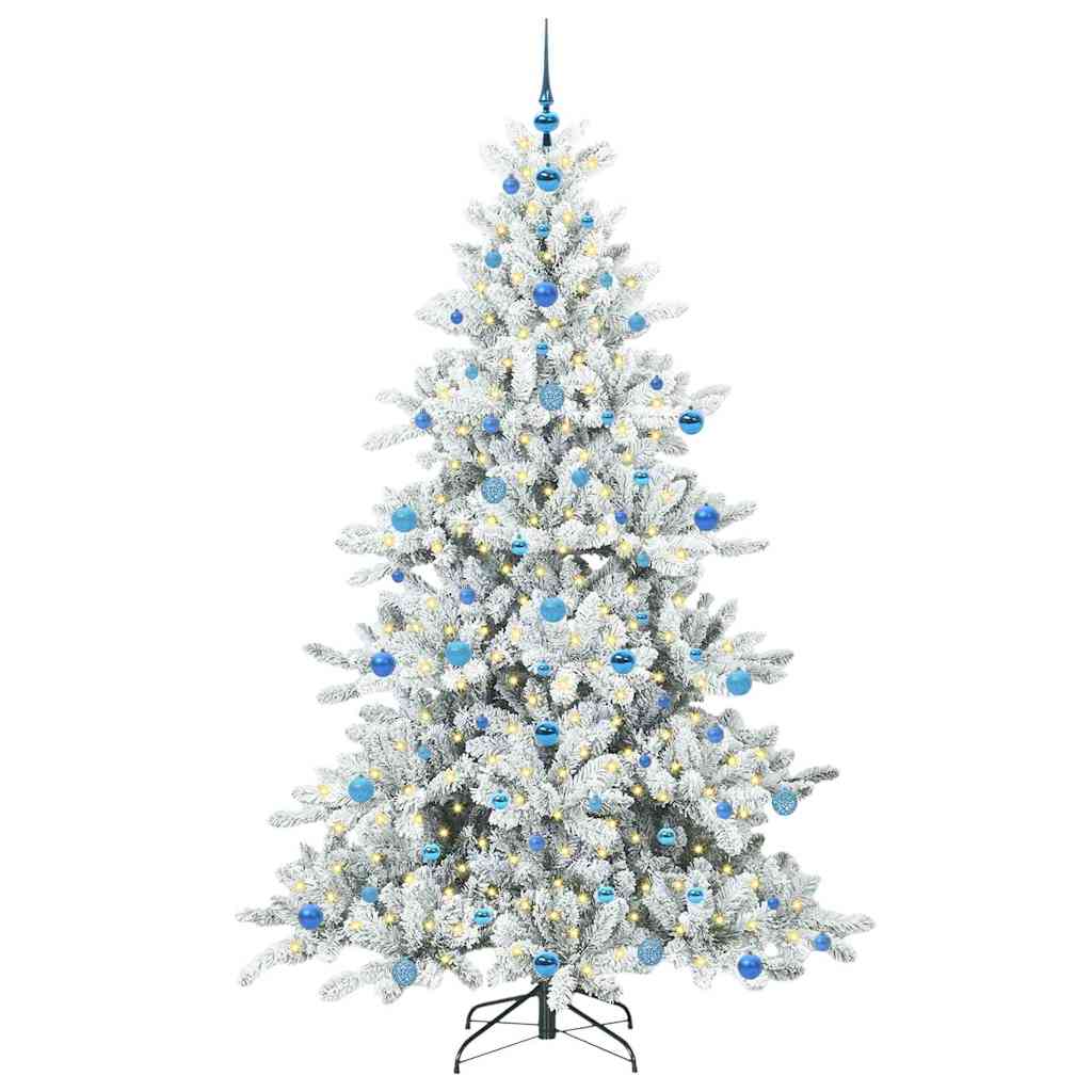 vidaXL Künstlicher klappbarer Weihnachtsbaum Weiß 210 cm PVC und Stahl