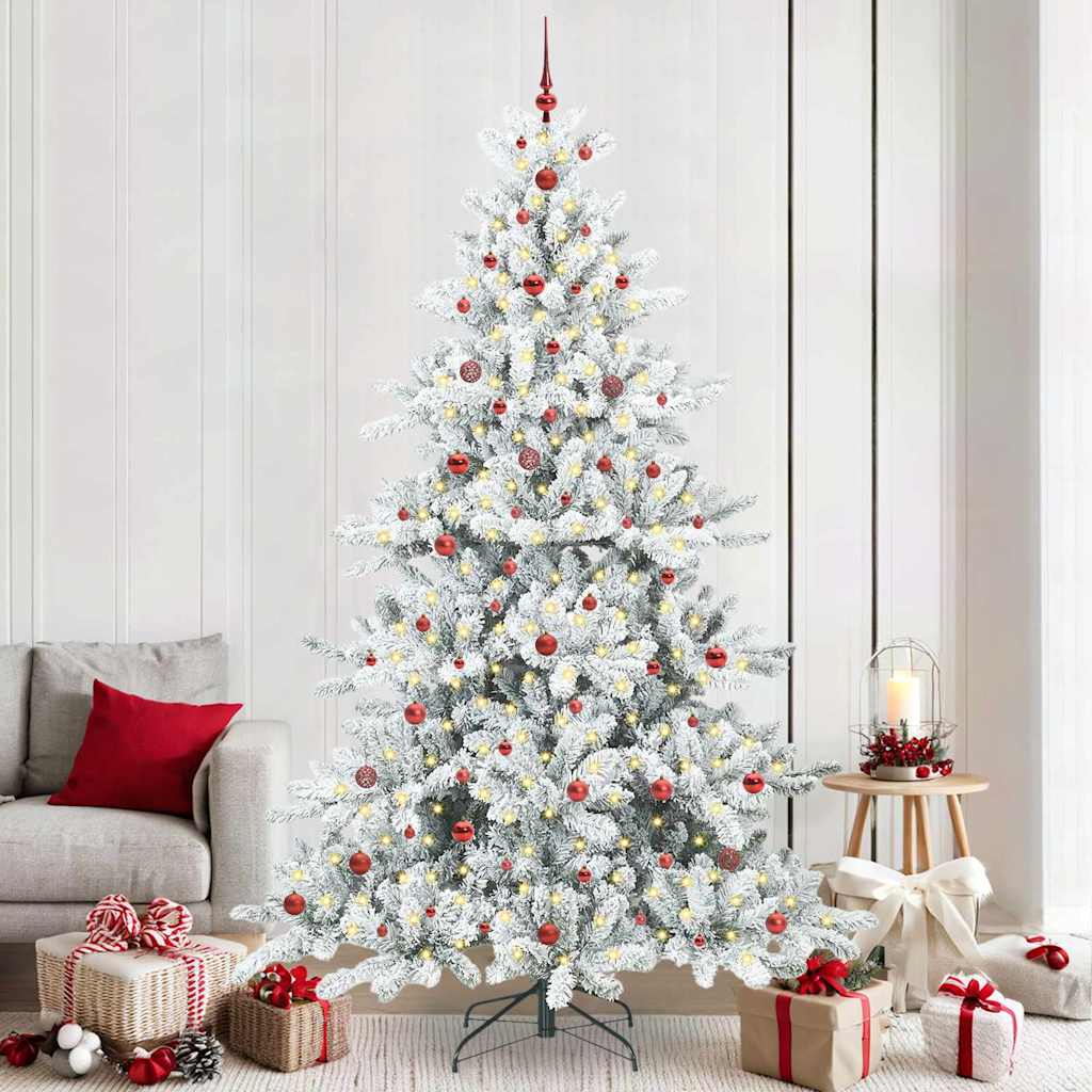 vidaXL Sapin de Noël artificiel pliable Blanc 240 cm PVC et acier