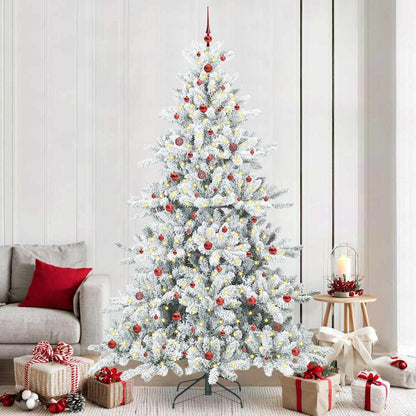 vidaXL Sapin de Noël artificiel pliable Blanc 240 cm PVC et acier