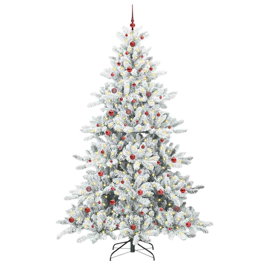 vidaXL Sapin de Noël artificiel pliable Blanc 240 cm PVC et acier