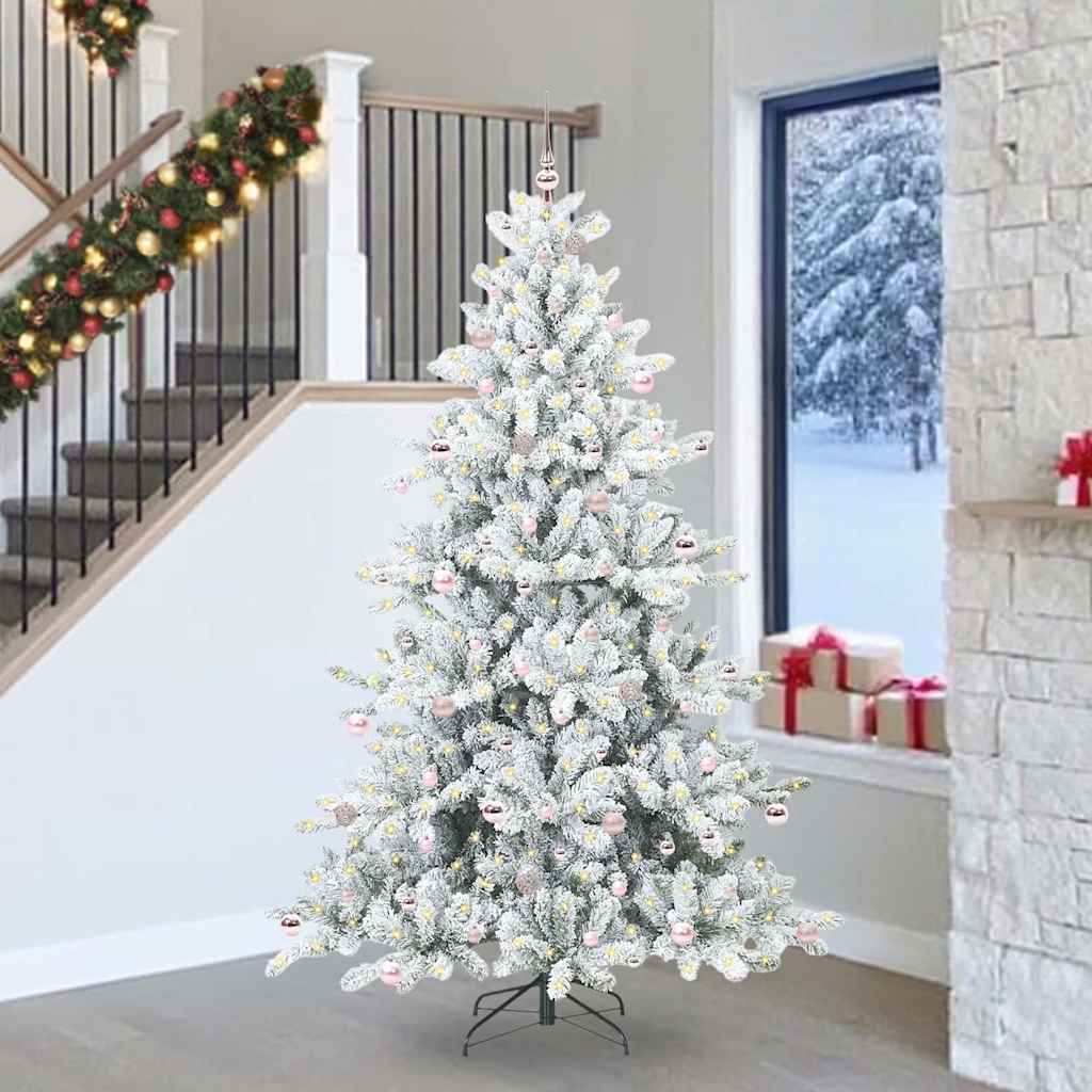 vidaXL Sapin de Noël artificiel pliable Blanc 240 cm PVC et acier