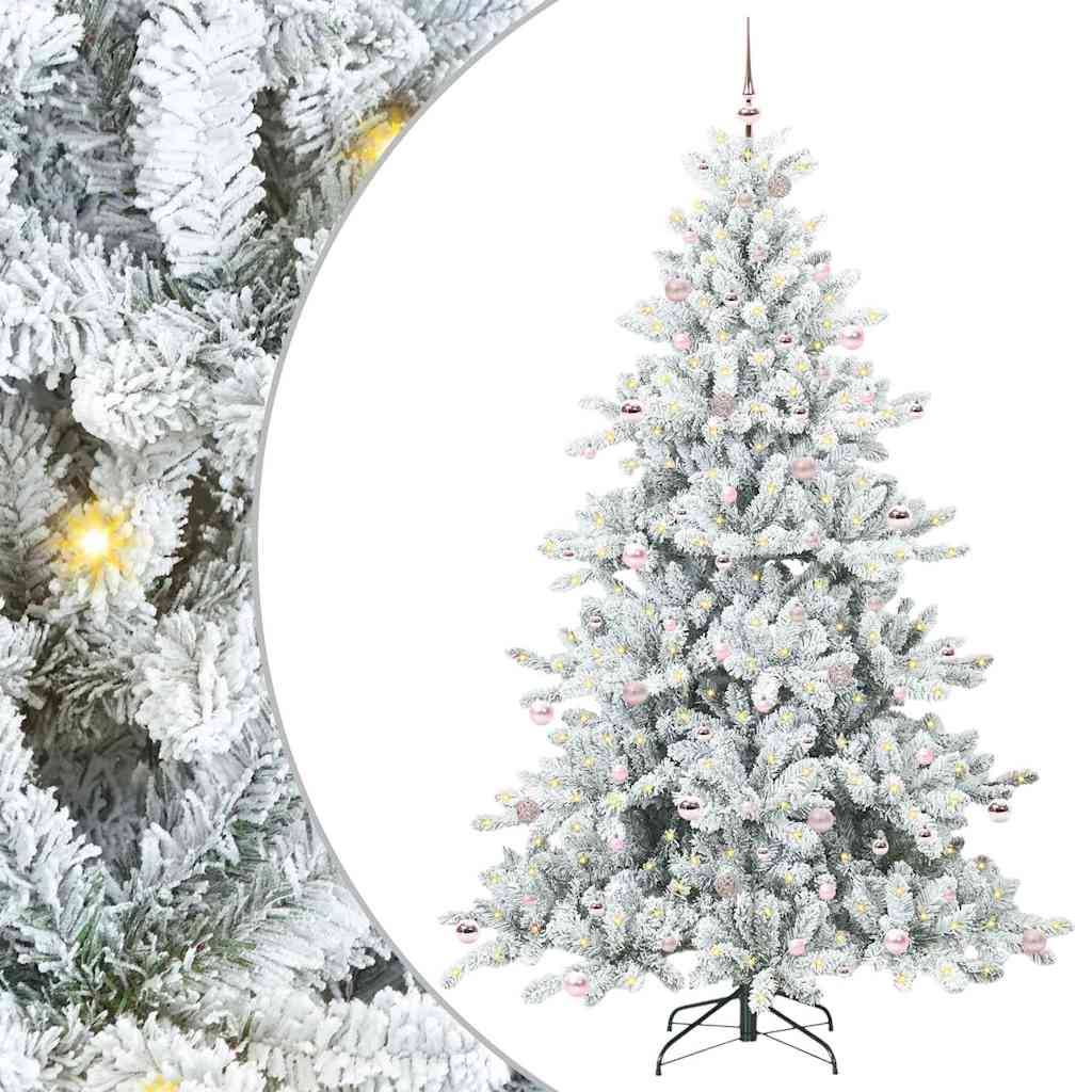vidaXL Sapin de Noël artificiel pliable Blanc 240 cm PVC et acier