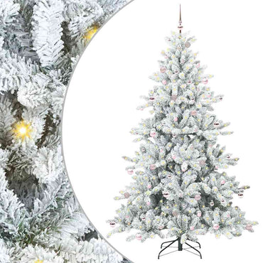 vidaXL Sapin de Noël artificiel pliable Blanc 240 cm PVC et acier