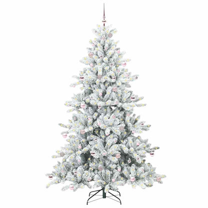 vidaXL Sapin de Noël artificiel pliable Blanc 240 cm PVC et acier