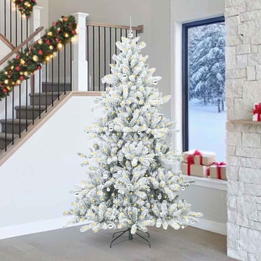 vidaXL Künstlicher klappbarer Weihnachtsbaum Weiß 240 cm PVC und Stahl