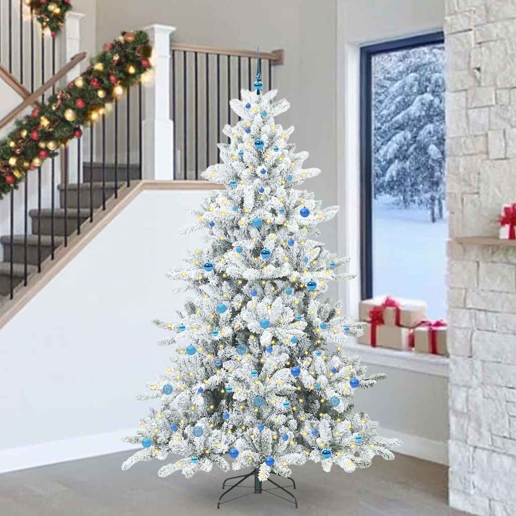 vidaXL Sapin de Noël artificiel pliable Blanc 240 cm PVC et acier