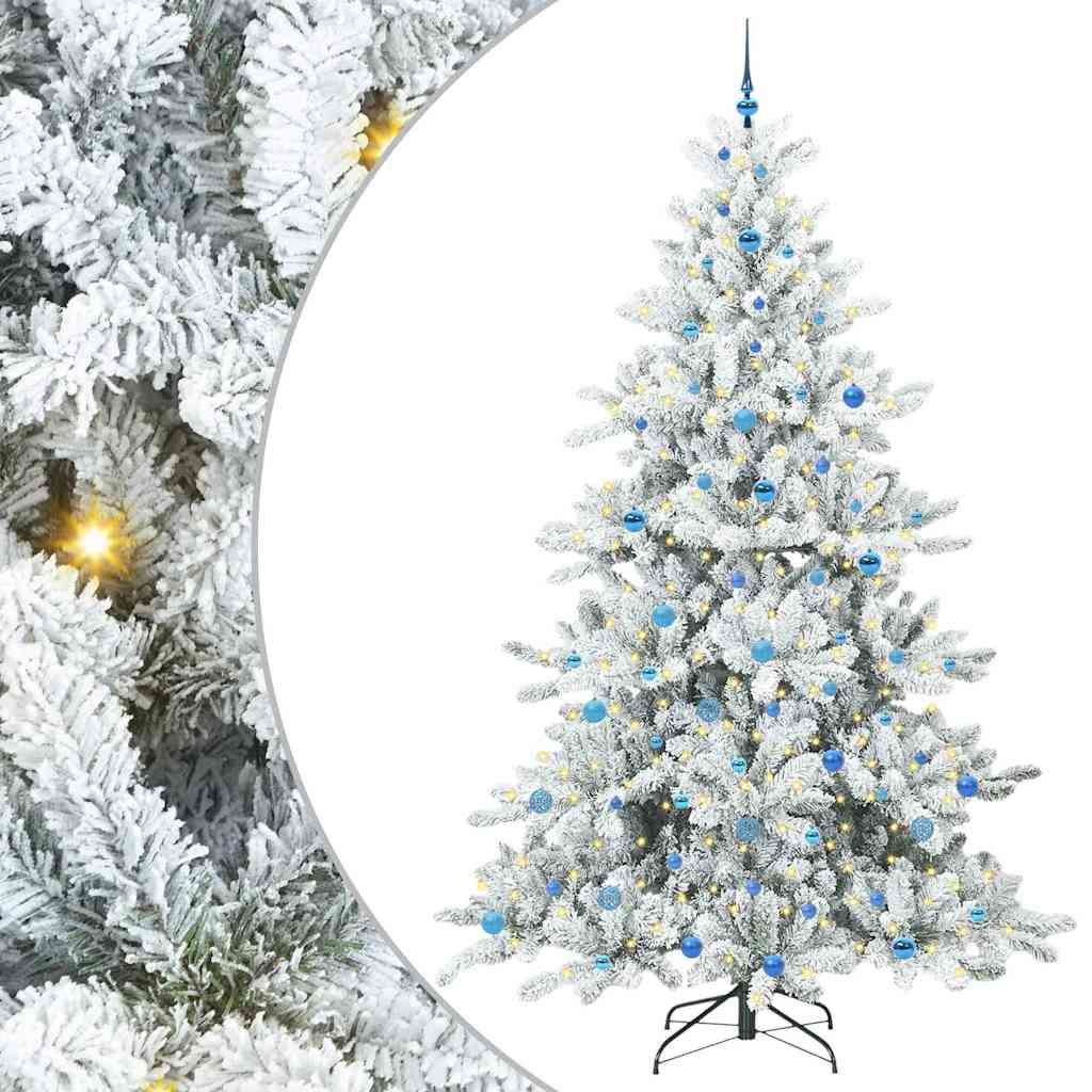 vidaXL Sapin de Noël artificiel pliable Blanc 240 cm PVC et acier