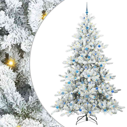 vidaXL Sapin de Noël artificiel pliable Blanc 240 cm PVC et acier