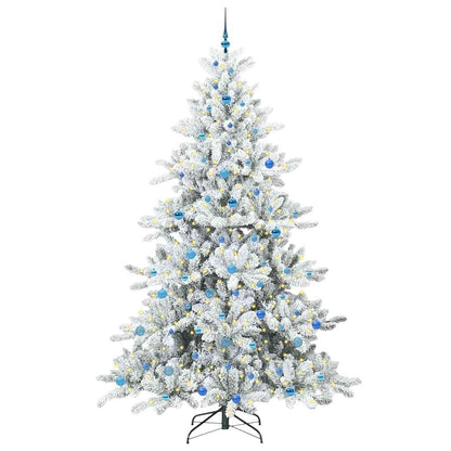 vidaXL Sapin de Noël artificiel pliable Blanc 240 cm PVC et acier