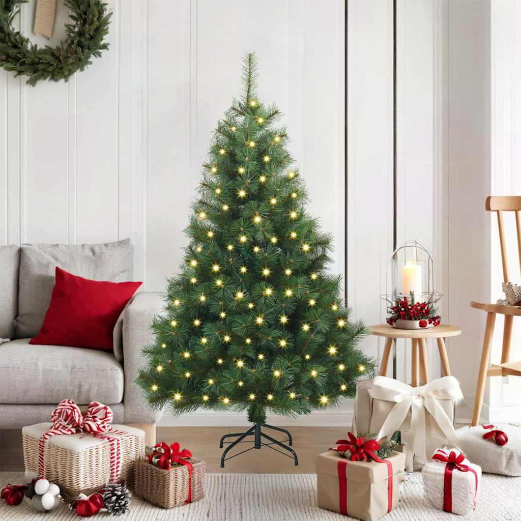 vidaXL Künstlicher Weihnachtsbaum mit 150 LEDs Grün 120 cm PE und PVC