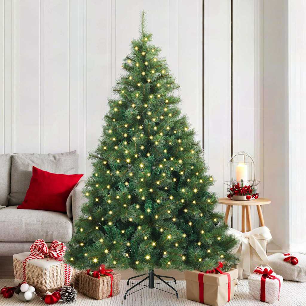 vidaXL Künstlicher Weihnachtsbaum mit 300 LEDs Grün 180 cm PE und PVC
