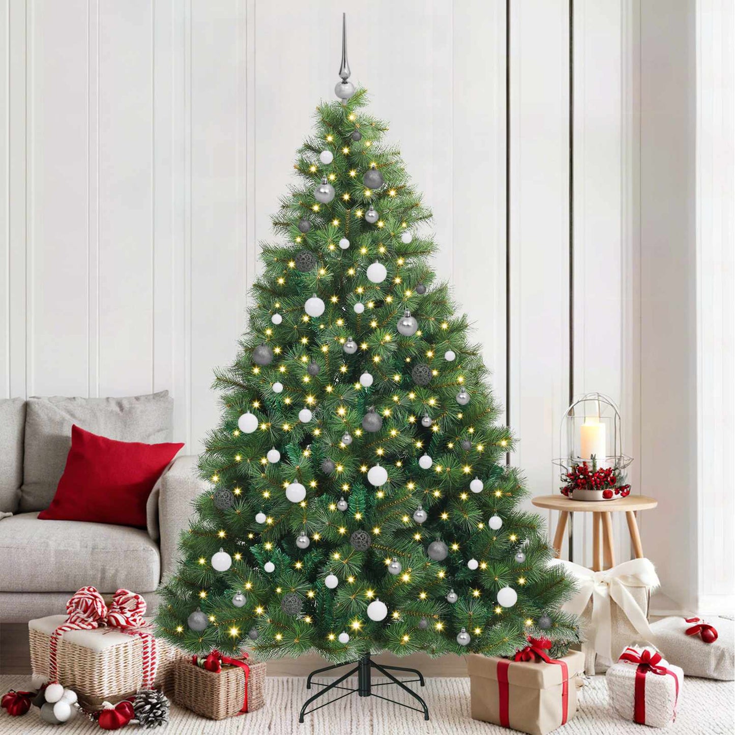 vidaXL Künstlicher Weihnachtsbaum mit 300 LEDs Grün 210 cm PE und PVC