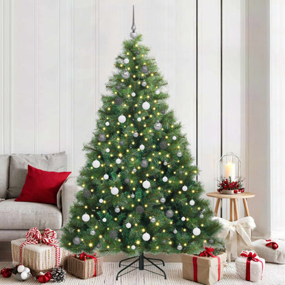 vidaXL Künstlicher Weihnachtsbaum mit 300 LEDs Grün 210 cm PE und PVC