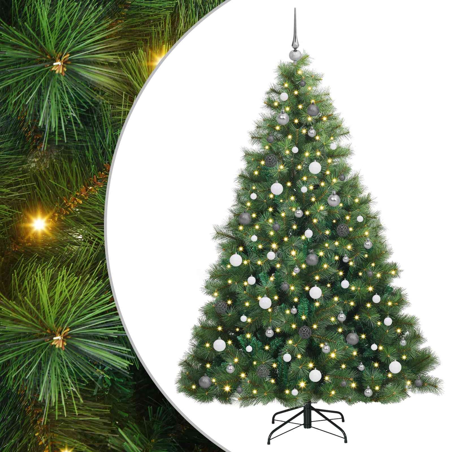 vidaXL Künstlicher Weihnachtsbaum mit 300 LEDs Grün 210 cm PE und PVC