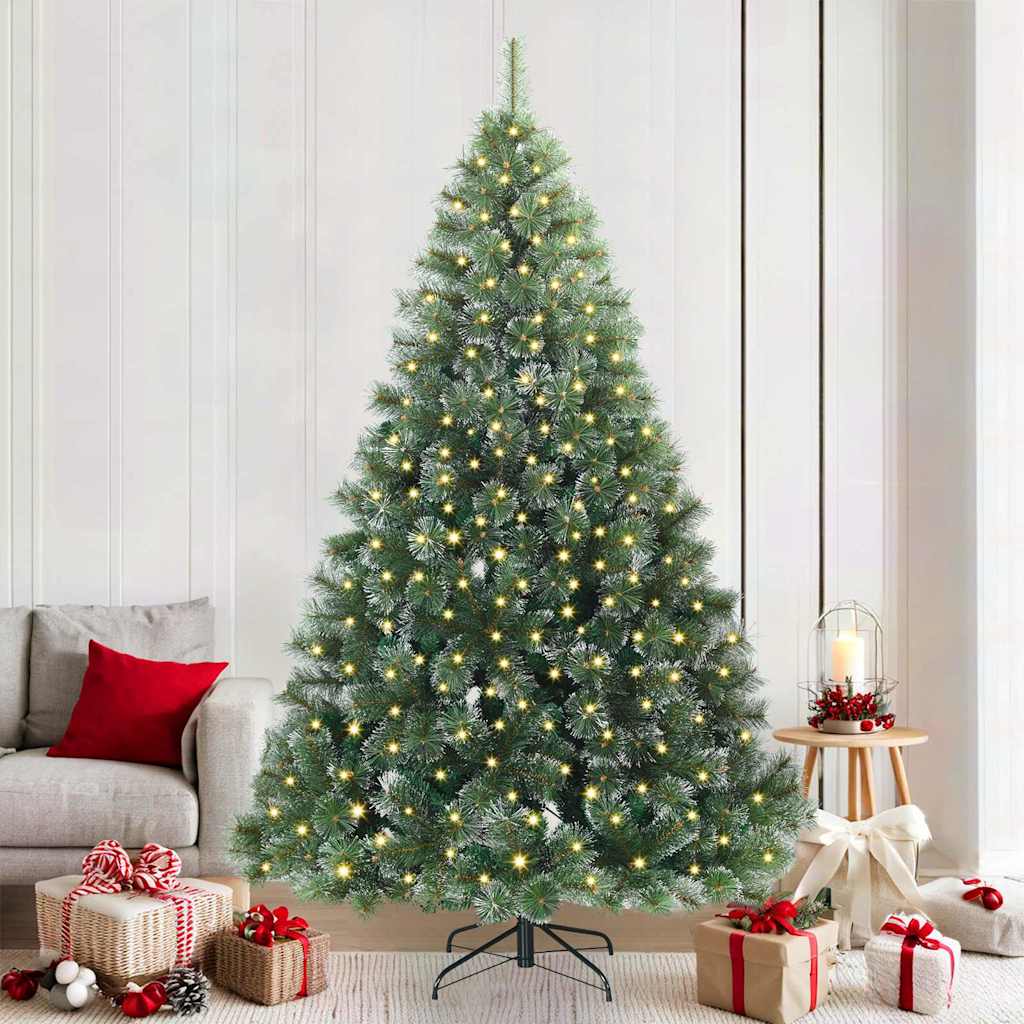 vidaXL Künstlicher Weihnachtsbaum mit 300 LEDs Grün 210 cm PE und PVC