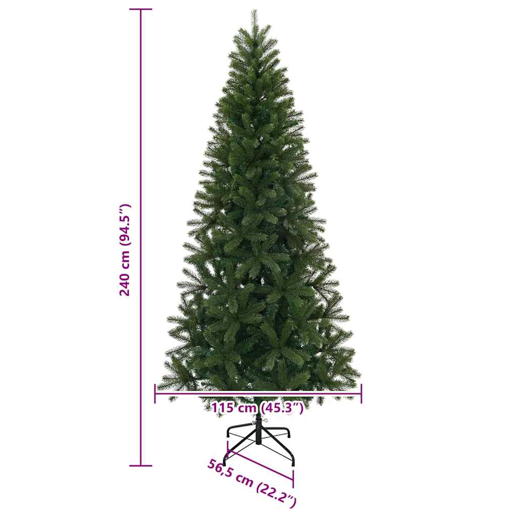 vidaXL Künstlicher Weihnachtsbaum Grün 240 cm PVC, PE und Stahl