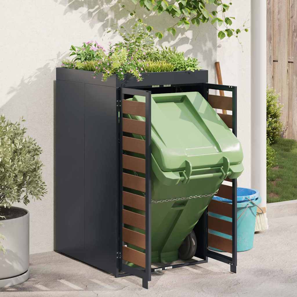 Mülltonnenlager mit Pflanzerdach für 240L Tonne Anthrazit Stahl