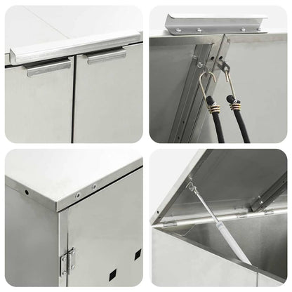 Mülltonnenlager mit Gas-Hebedeckel für 240L Tonne Silber