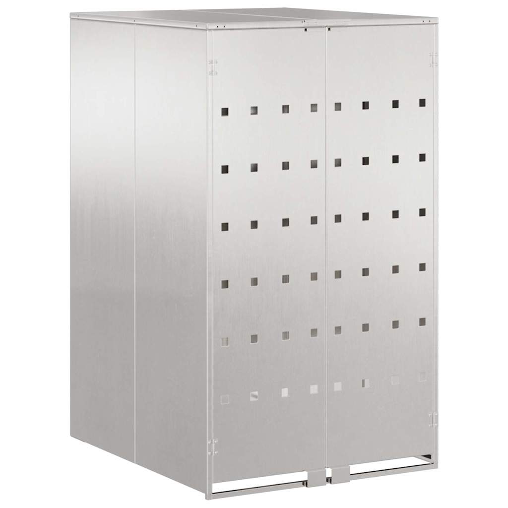 Mülltonnenlager mit Gas-Hebedeckel für 240L Tonne Silber