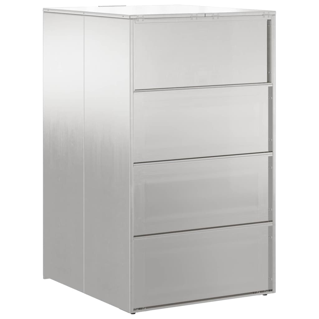 Mülltonnenlager mit Gas-Hebedeckel für 240L Tonne Silber