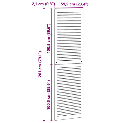 vidaXL Schranktür 2 pcs Natur 201 x 2,1 x 59,5 cm Massives Kiefernholz