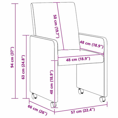 vidaXL Esszimmerstühle mit Rollen 2 pcs Dunkelgrau 57 x 66 x 94 cm