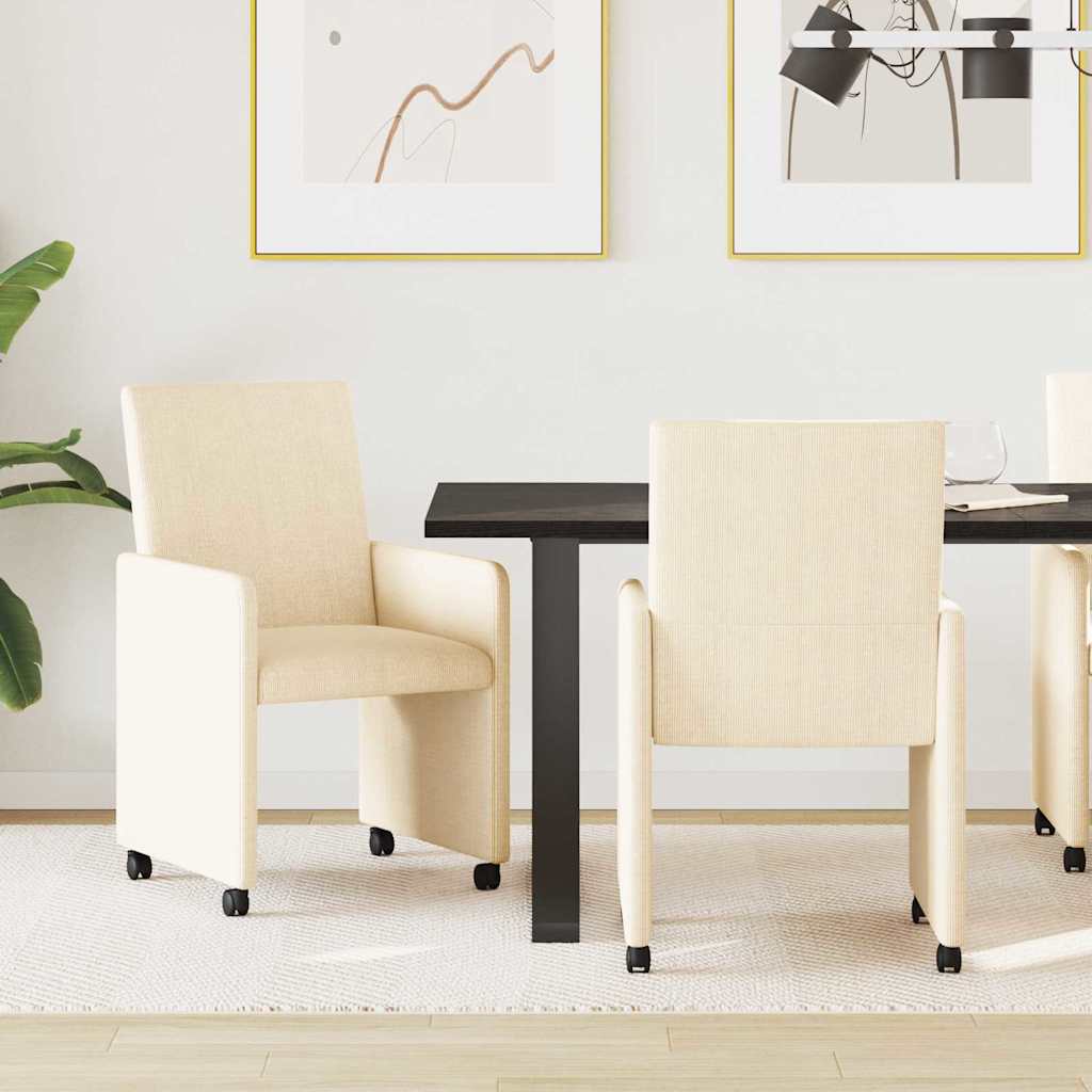 vidaXL Esszimmerstühle mit Rollen 2 pcs Creme 57 x 66 x 94 cm