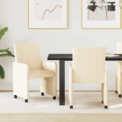 vidaXL Esszimmerstühle mit Rollen 2 pcs Creme 57 x 66 x 94 cm