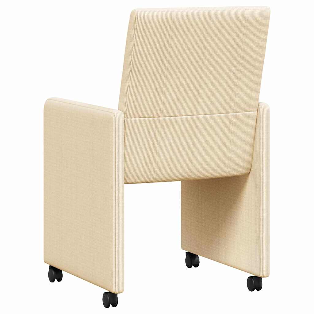vidaXL Esszimmerstühle mit Rollen 2 pcs Creme 57 x 66 x 94 cm