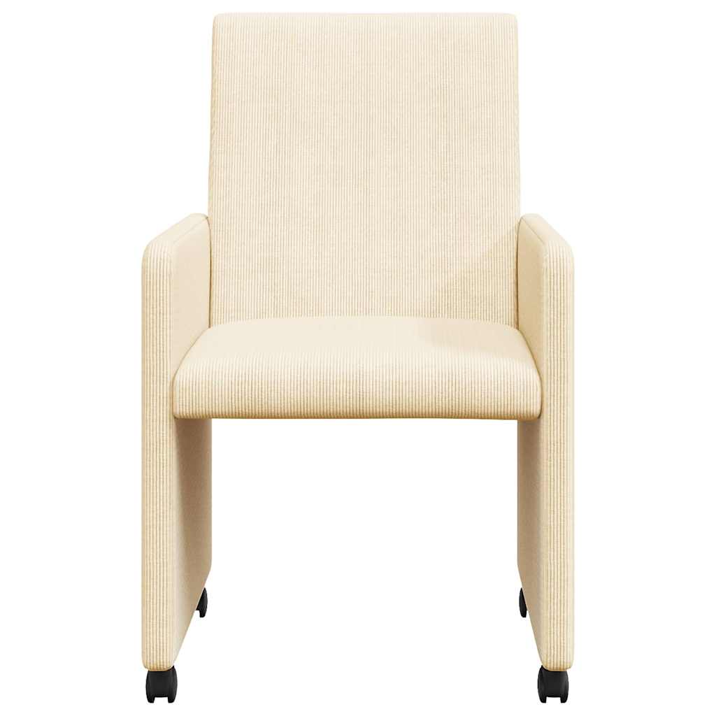 vidaXL Esszimmerstühle mit Rollen 2 pcs Creme 57 x 66 x 94 cm
