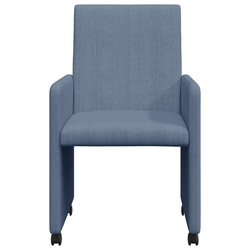 Esszimmerstühle mit Rollen 2 pcs Blau 57 x 66 x 94 cm Cordstoff