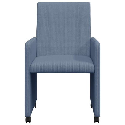 Esszimmerstühle mit Rollen 2 pcs Blau 57 x 66 x 94 cm Cordstoff