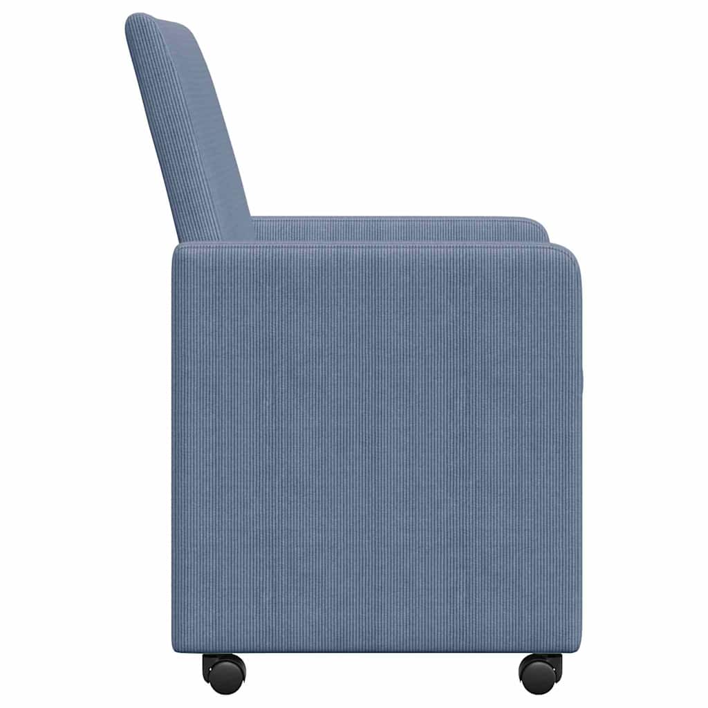 Esszimmerstühle mit Rollen 2 pcs Blau 57 x 66 x 94 cm Cordstoff