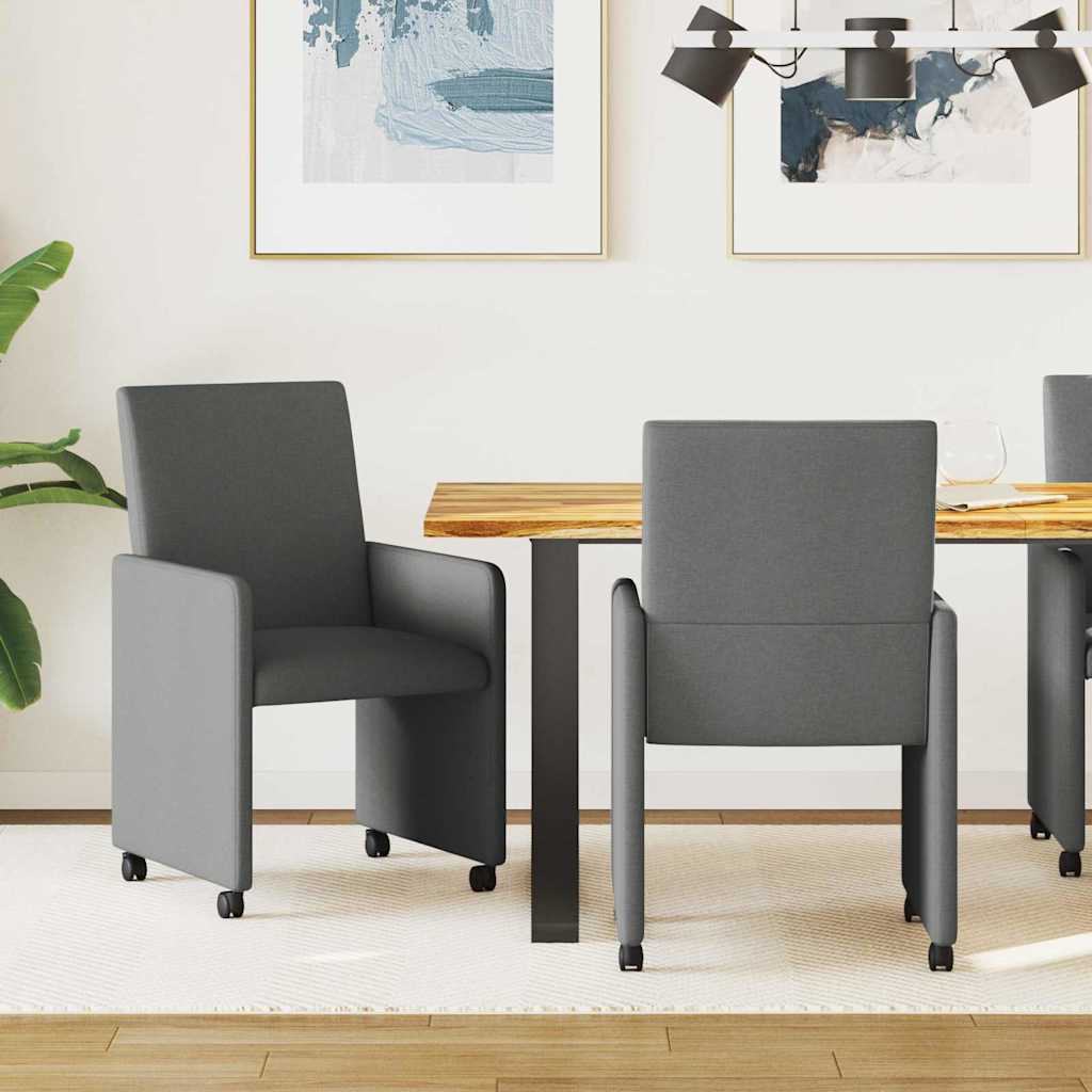 vidaXL Chaises de salle à manger à roulettes 2 pcs Gris foncé 57 x 66 x 94 cm