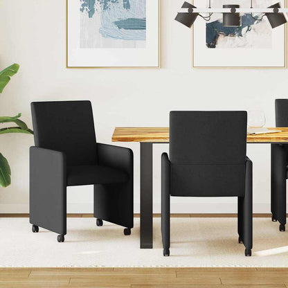 vidaXL Chaises de salle à manger à roulettes 2 pcs Noir 57 x 66 x 94 cm Tissu