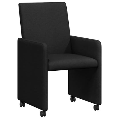 vidaXL Chaises de salle à manger à roulettes 2 pcs Noir 57 x 66 x 94 cm Tissu