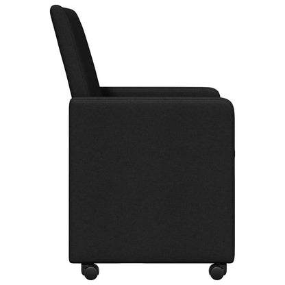vidaXL Chaises de salle à manger à roulettes 2 pcs Noir 57 x 66 x 94 cm Tissu