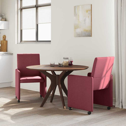 vidaXL Esszimmerstühle mit Rollen 2 pcs Weinrot 57 x 66 x 94 cm Stoff