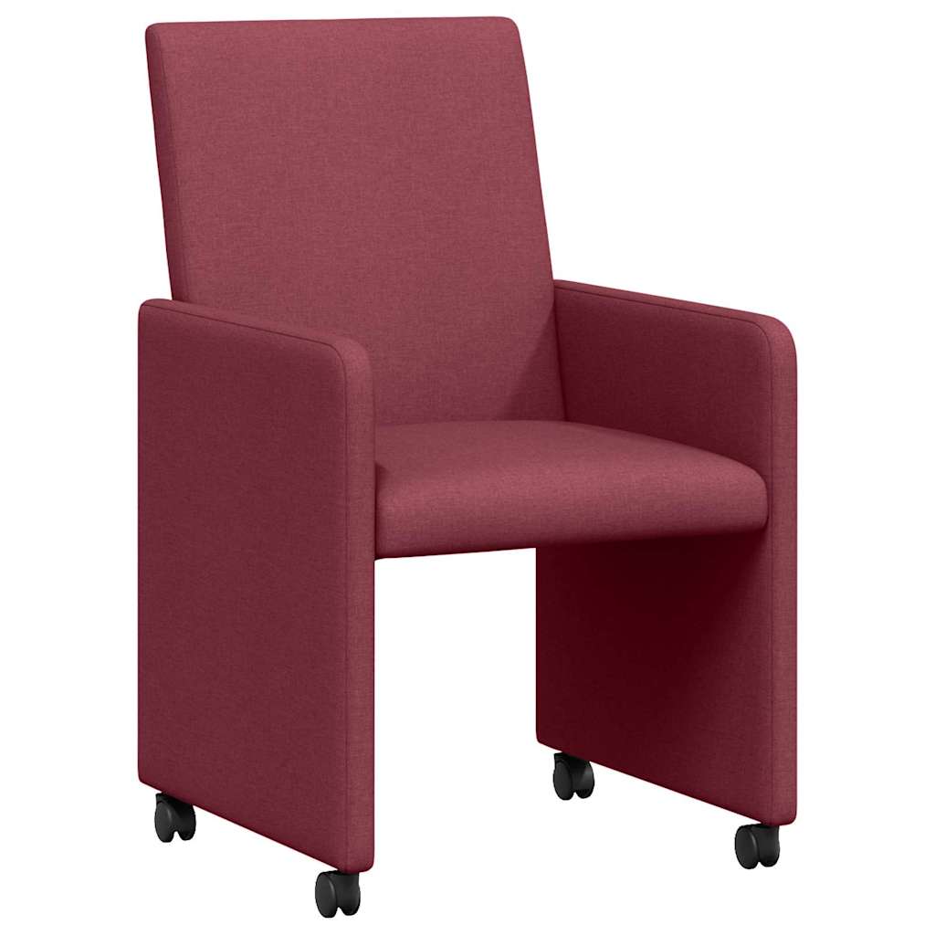 vidaXL Esszimmerstühle mit Rollen 2 pcs Weinrot 57 x 66 x 94 cm Stoff